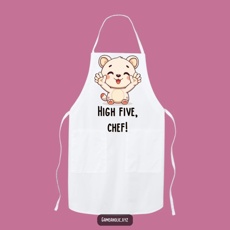 Funny Apron: Cheerful Animal High-Five Chef, Kitchen Humor Accessory