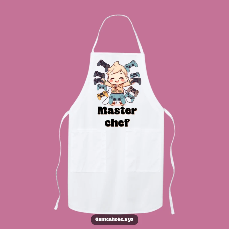 Funny Apron: Controller Balancer Character, Goofy Grin Chef, Gamer Kitchen Gift