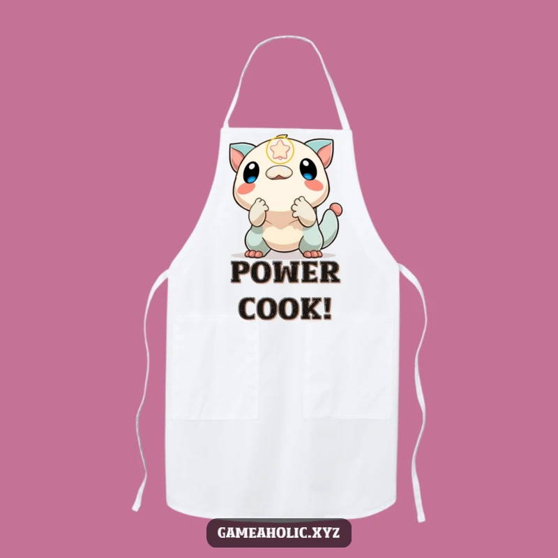 Funny Apron: Creature Grabs Power-Up, Kitchen Funny Gift for Cooks
