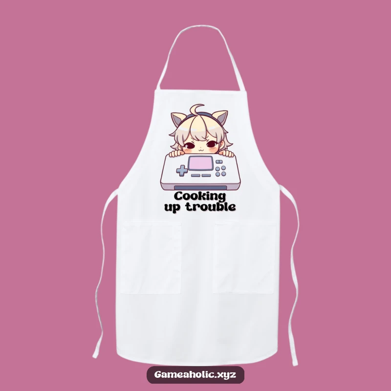 Funny Apron: Mischievous Gamer Peeking, Kitchen Funny Gift