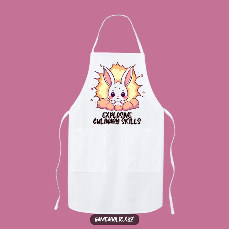 Funny Rabbit Pixel Explosion Apron - Cook Up Some Retro Gaming Fun