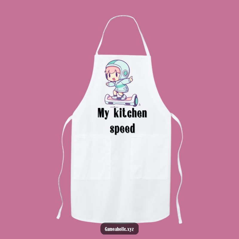 Funny Cook on Hoverboard Apron: Zippy Character Kitchen Gift