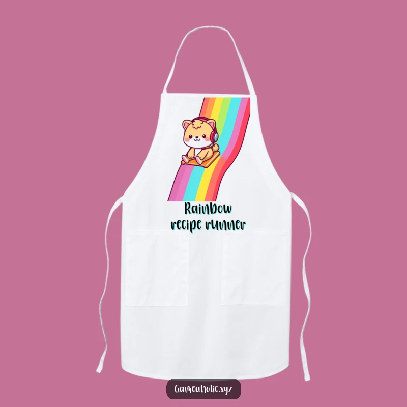 Funny Gamer Animal Apron - Cheerful Animal Slides Rainbow, Kitchen Gift!