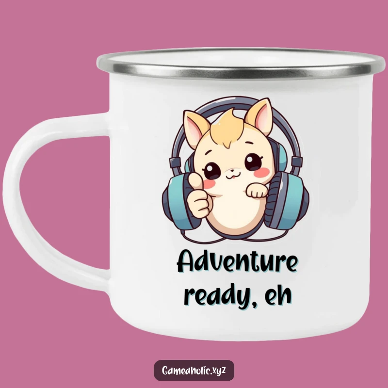 Funny Tech Camping Mug: Creature Headset Thumbs Up - Adventure Approved