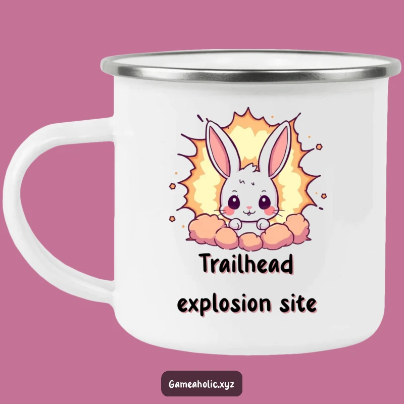 Funny Rabbit Pixel Explosion Camping Mug - Fuel Your Adventures with Nostalgia