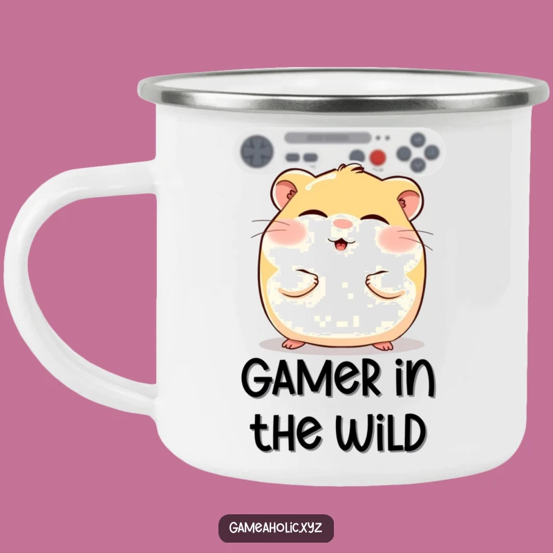 Funny Hamster Gamer Camping Mug: Gaming Bliss Hamster Mug for Outdoor Comfort