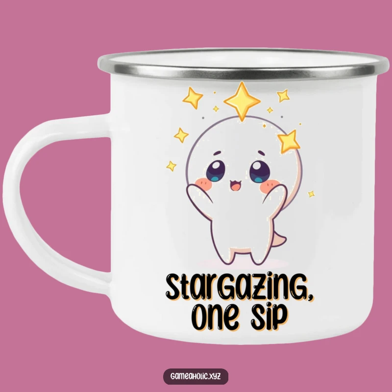 Funny Adventure Mug: Stargazer Character Reaching for Icon, Outdoor Gift