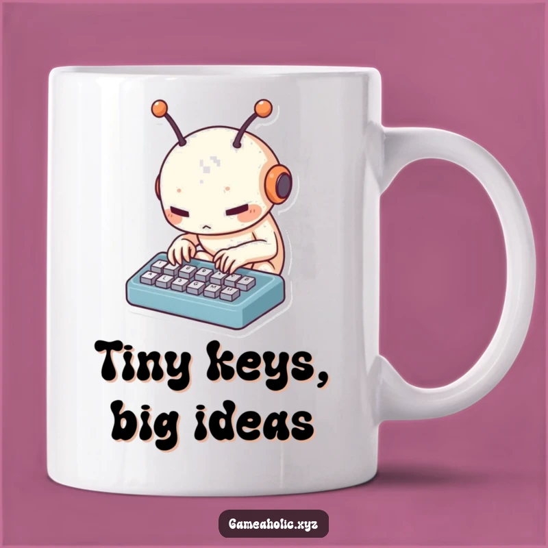 Funny Alien Typist Mug: Creature Tapping Keyboard, Perfect Techie Gift