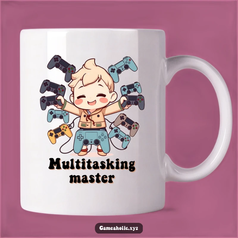 Funny Gamer Mug: Controller Balancer Character Goofy Grin Gift