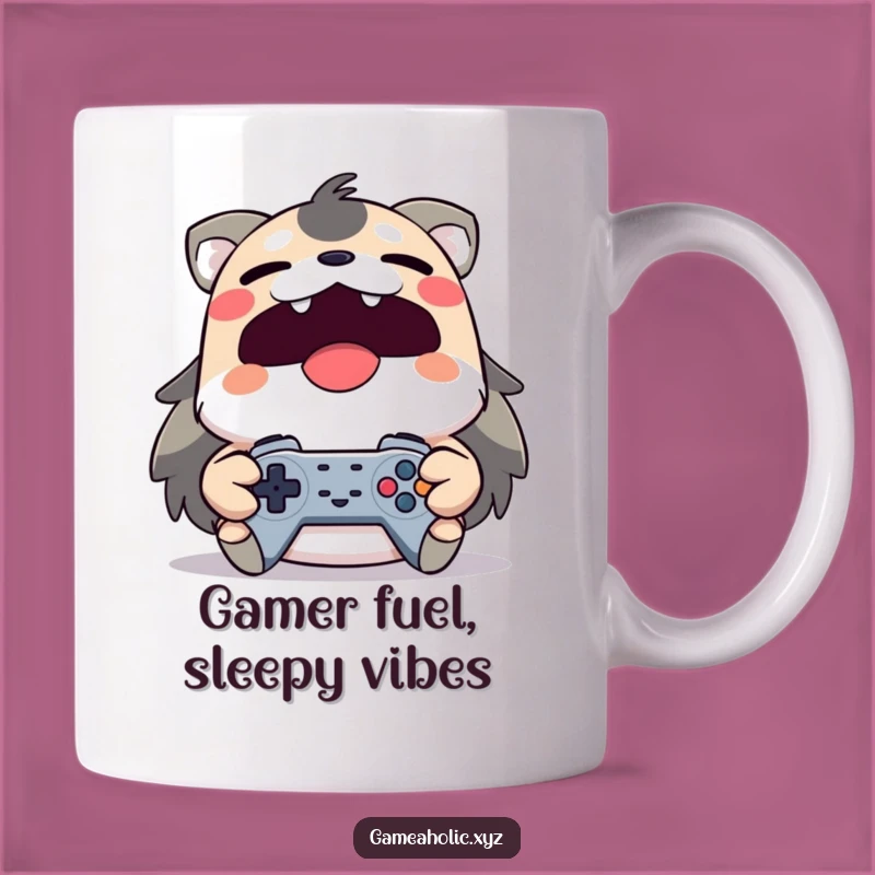 Funny Gamer Mug: Yawning Animal Loves Late-Night Gaming Sessions
