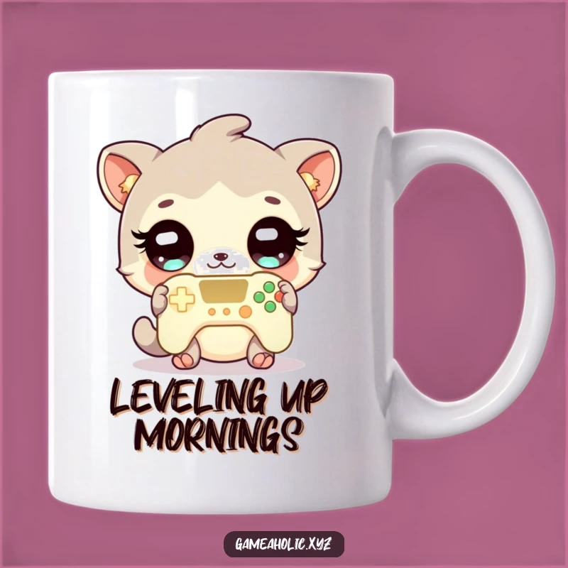 Funny Gamer Animal Mug - Cute Character with Sparkling Eyes, Perfect Gaming Gift