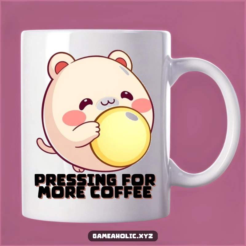 Funny Button Pusher Mug: Eager Animal Starts the Fun!