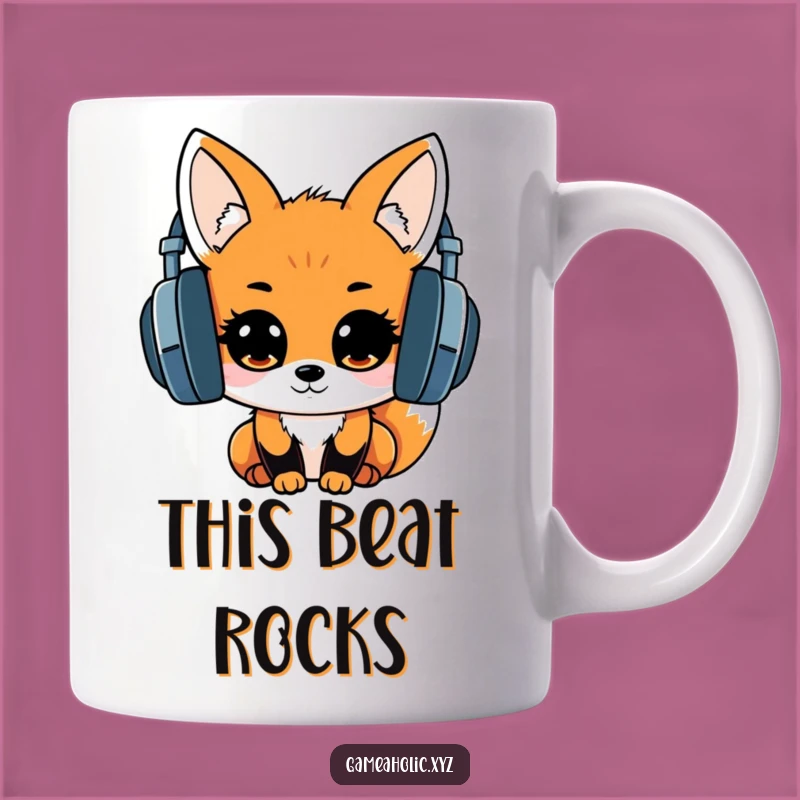 Kawaii Fox Music Lover Mug: Exciting Headphones Fox Perfect Gift for Audiophiles