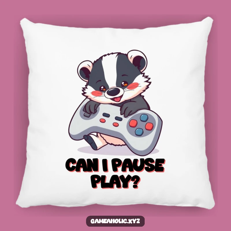 Funny Badger Gamer Pillow - Cozy Comfort for Players