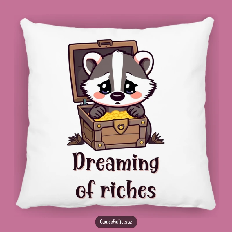 Funny Badger Pillow: Soft Cushion, Heart Eyes, Cozy Treasure Gift