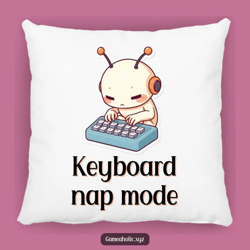 Funny Alien Tech Pillow: Creature Typing on Keyboard, Comfy Cozy Gift