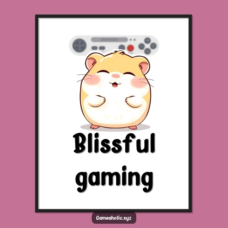Funny Hamster Gamer Digital Art: Gaming Bliss Hamster Print for Cozy Decor
