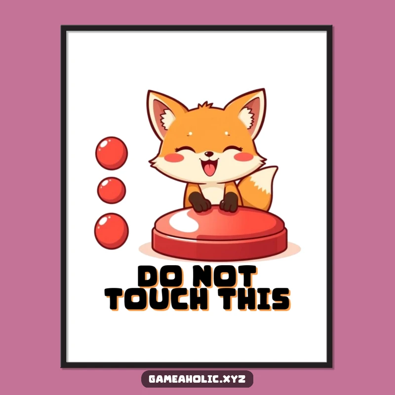Funny Fox Button Press Digital Art - Instant Humor for Your Walls