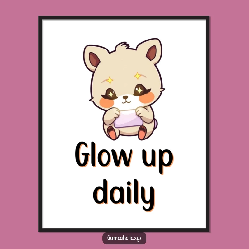 Funny Stressed Animal Digital Art Print - Starry Eyes Tap Screen, Instant Gift!