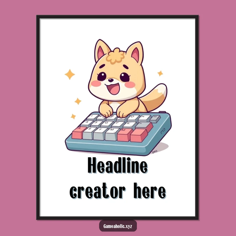 Funny Energetic Typing Animal Digital Art - Instant Keyboard Humor Decor