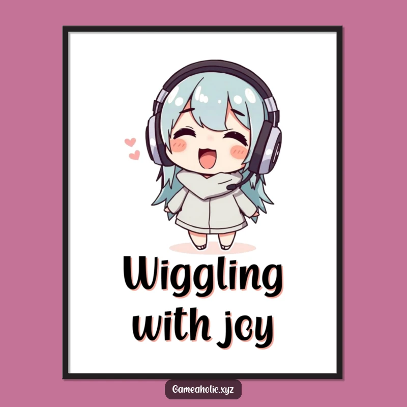 Funny Music Lover Digital Art: Wiggling Bliss, Headphone Joy, Instant Gift!