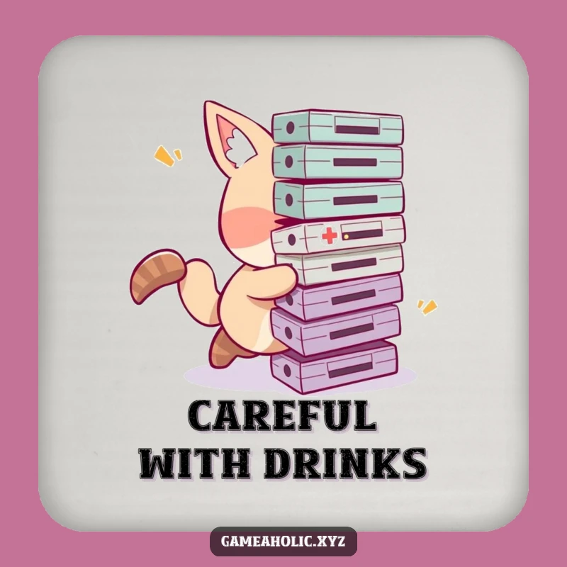 Funny Tripping Gamer Drink Coaster - Clumsy Animal Protection, Perfect Gaming Decor Gift