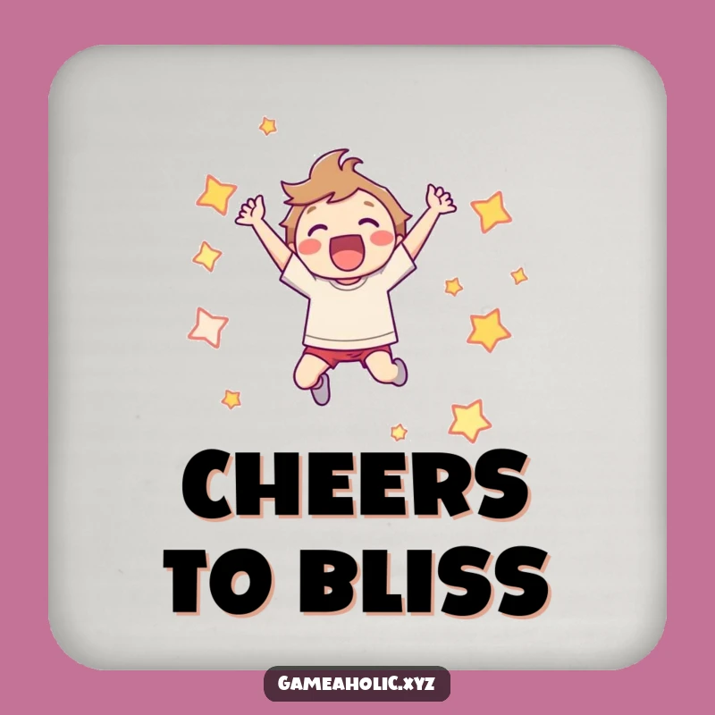 Funny Drink Coasters: Joyful Leaping Character Pixel Star Protection Gift