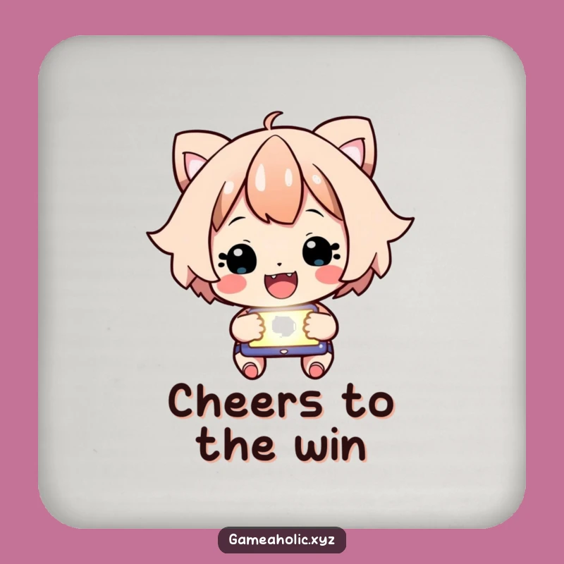 Funny Focused Character Coaster - Cheering Victory Accessory, Great Gift!