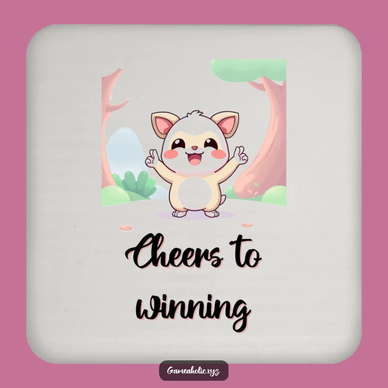 Funny Victory Creature Coaster: Happy Digital Pose Protector, Hilarious Table Saver