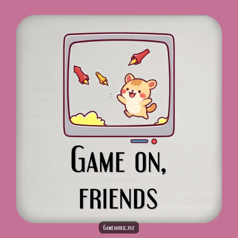 Funny Drink Coaster: Gamer Animal Dodging Rings, Protect Surfaces with Humor