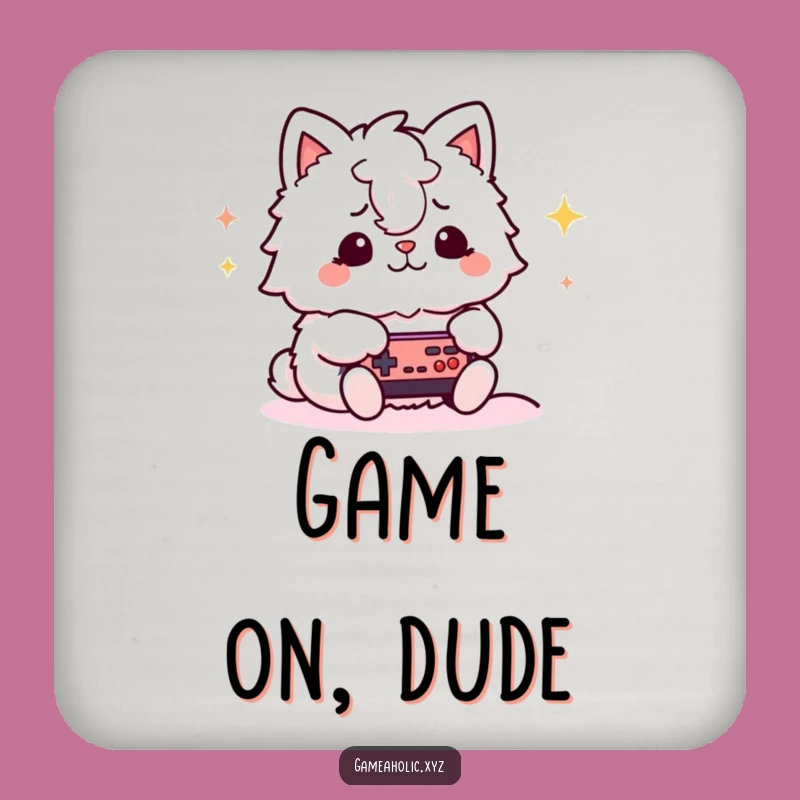 Funny Gamer Cat Coaster: Fluffy Feline Playing Video Games, Protect Surfaces Gift