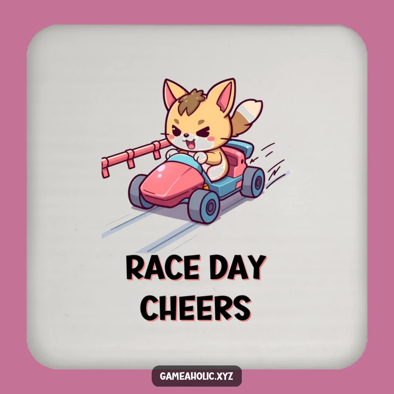 Funny Pixel Racer Coaster: Determined Gamer Drink Coaster Gift