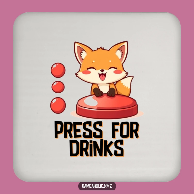 Funny Fox Button Press Coaster - Protect Surfaces with Hilarious Style