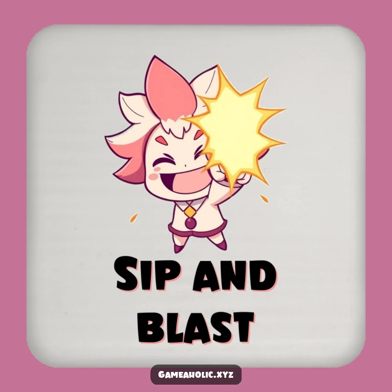 Funny Energy Blast Coaster: Humorous Character Drink Protection Gift