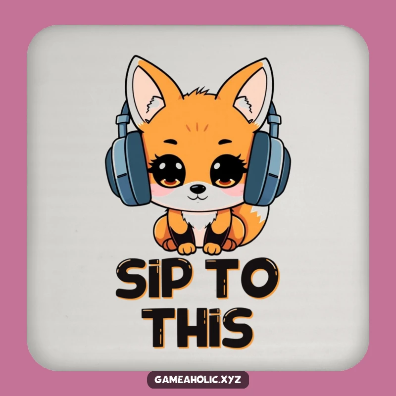 Kawaii Fox Headphones Coaster: Exciting Music Fox Drink Protector for Tables