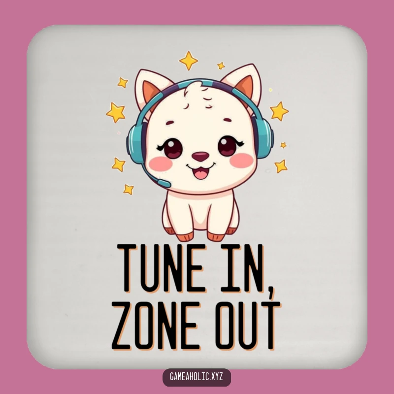 Funny Animal Gamer Coaster - Cheerful Starry Headset Player, Fun Funny Gift!