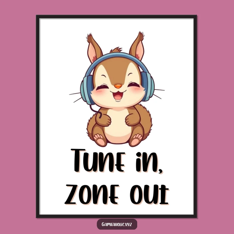 Funny Squirrel Focused Poster - Quirky Wall Art Gift