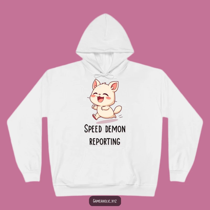 Cozy Funny Speedster Hoodie: Creature Laughing at Fast Pace, Warm Gift