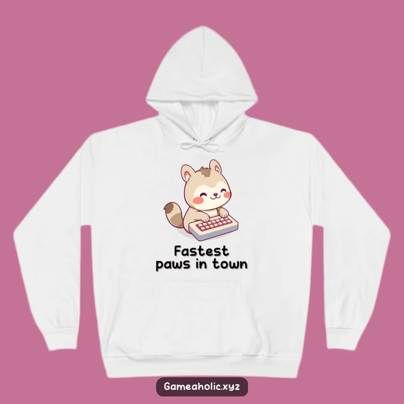 Funny Animal Hoodie: Cozy Typing Vibes, Grinning Character, Perfect Warm Gift!