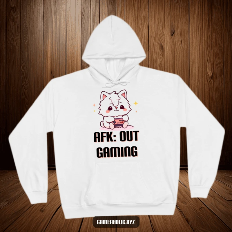 Funny gamer animal hoodie featuring a fluffy character with a focused expression, engrossed in playing a video game, perfect for cozy gaming sessions.
