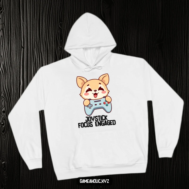 Funny Hoodie: A cute animal grips a game controller, eyes crossed in hilarious gaming focus.