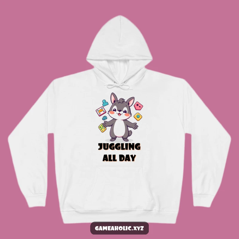 Cozy Gamer Hoodie: Funny Animal Juggling Icons, Perfect Funny Gift for Comfort