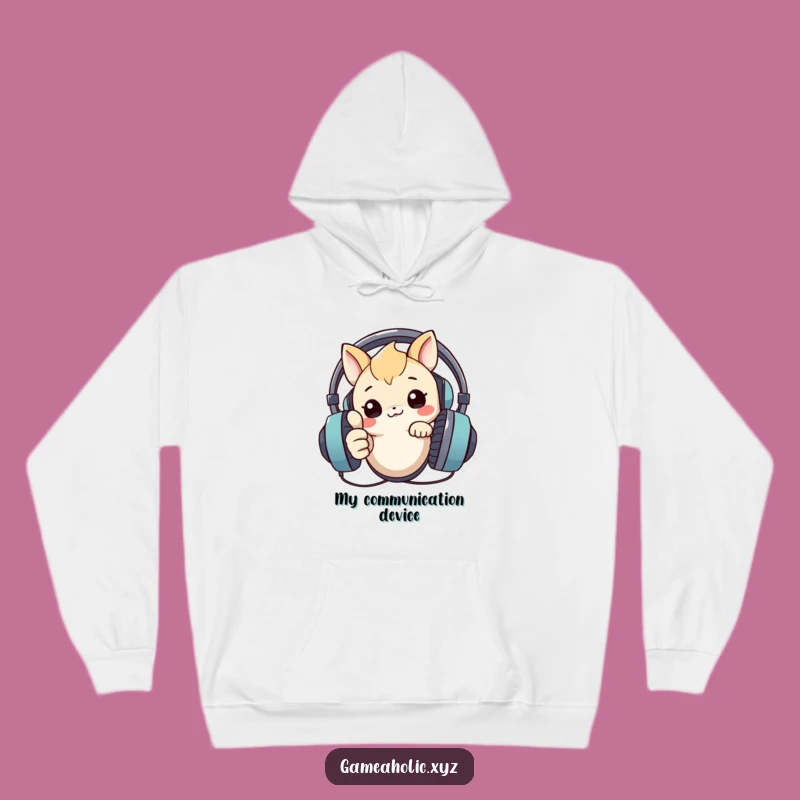 Cozy Funny Tech Hoodie: Creature Over Headset - Thumbs Up Comfort