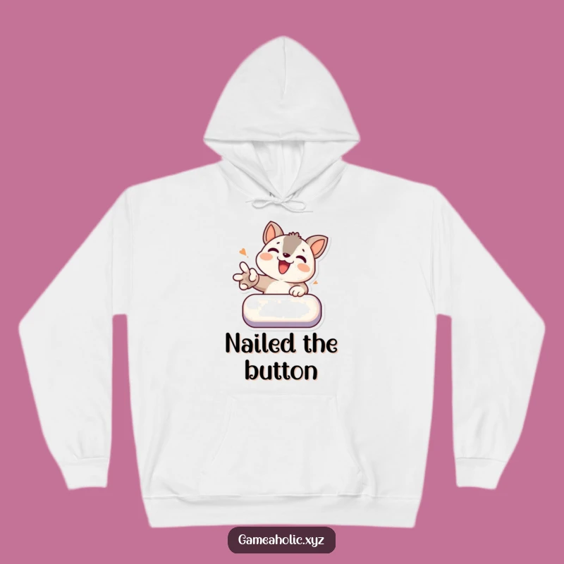 Funny Gamer Animal Hoodie - Determined Button Smasher Sweatshirt, Cozy Funny Gift!