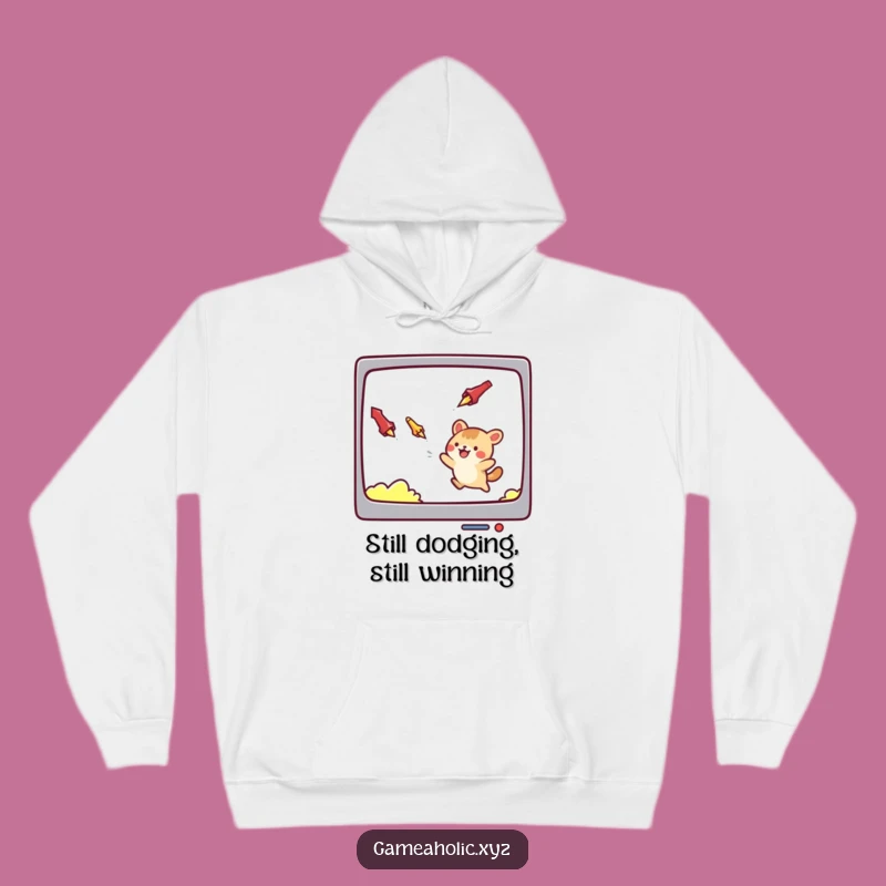 Funny Hoodie: Cute Animal Gamer Dodging Danger, Cozy & Hilarious Gift
