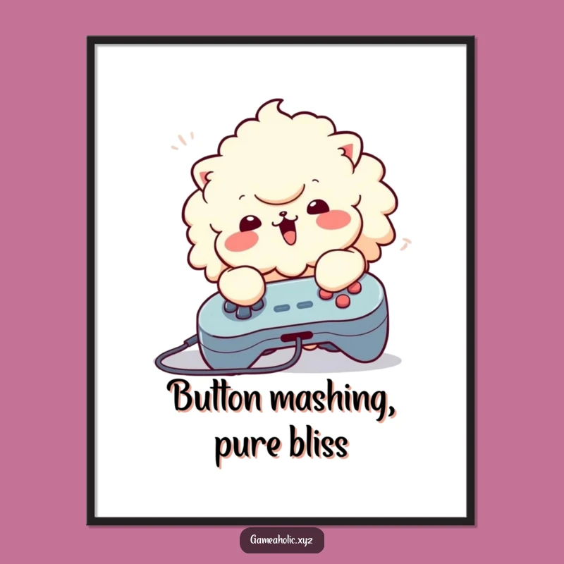 Free Printable Gamer Wall Art: Fluffy Button Masher Fun, Cool Downloadable Art!