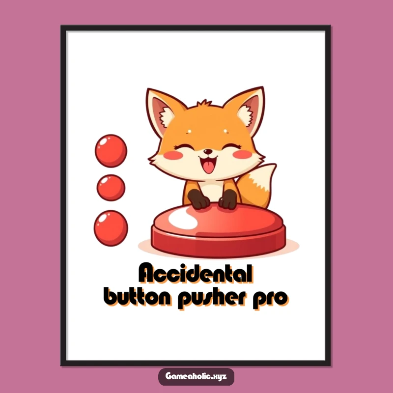 Free Printable Fox Button Pushing Wall Art - Funny Downloadable Decor for Your Home