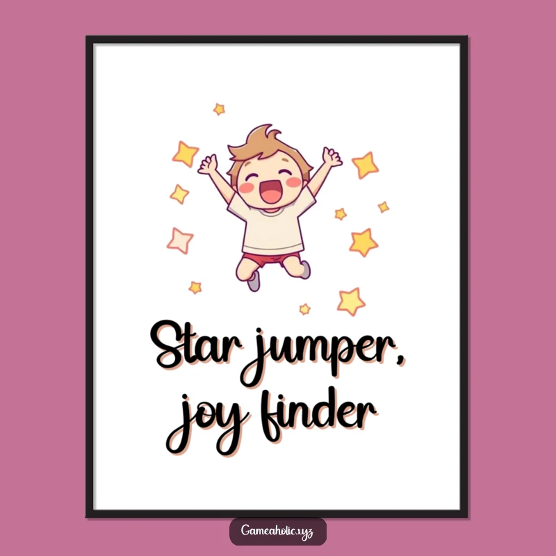 Free Printable Gamer Wall Art: Pixel Star Joyful Leap, Cool Downloadable Art!