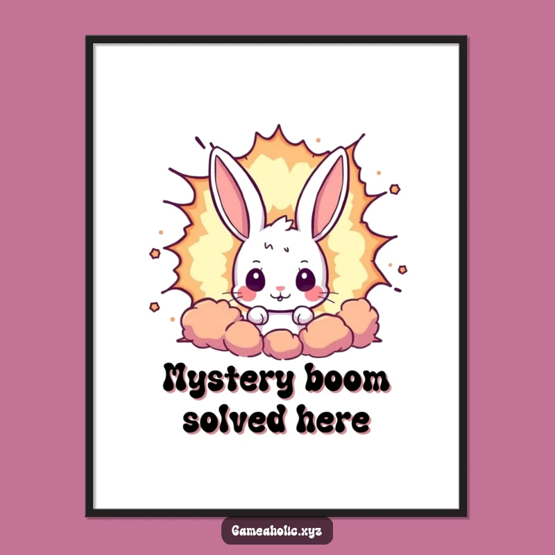 Free Printable Rabbit Pixel Explosion Wall Art - Funny Downloadable Decor for Gamers