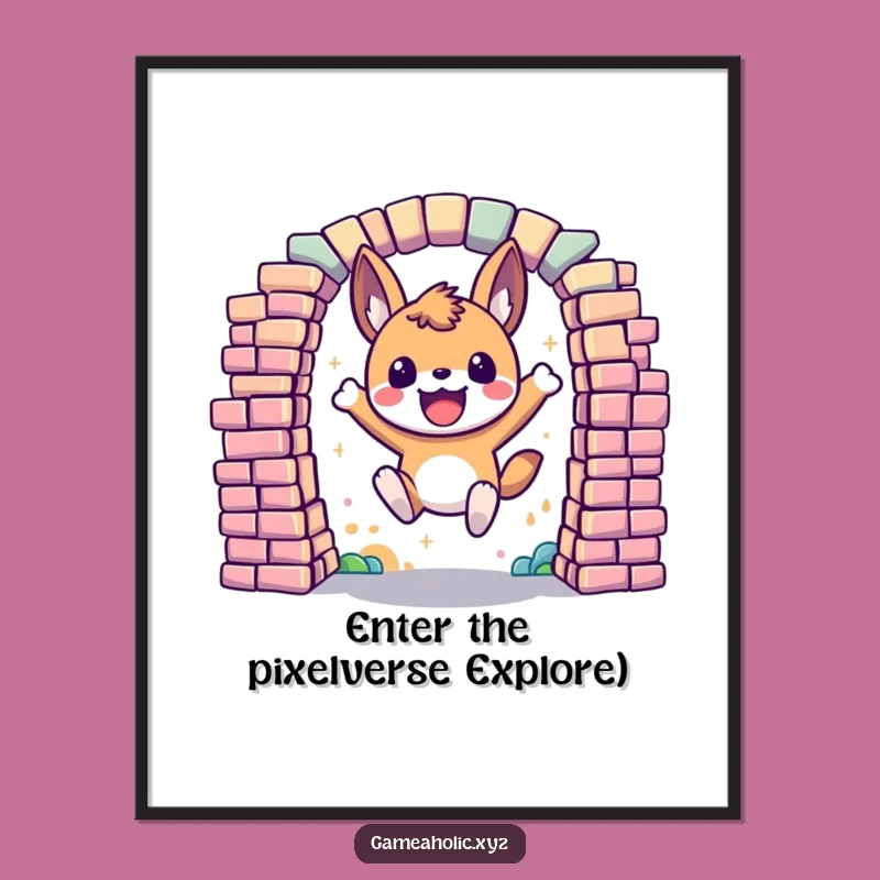 Free Printable Wall Art: Animal Leaps Through Pixel Portal Funny Downloadable Art